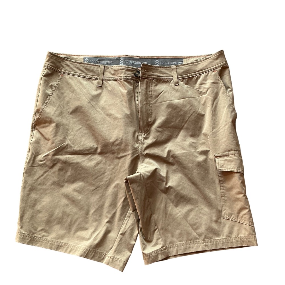 Free Country Men's Cargo Shorts‎ Size 40 Tan Flat Front Outdoor Casual Wear